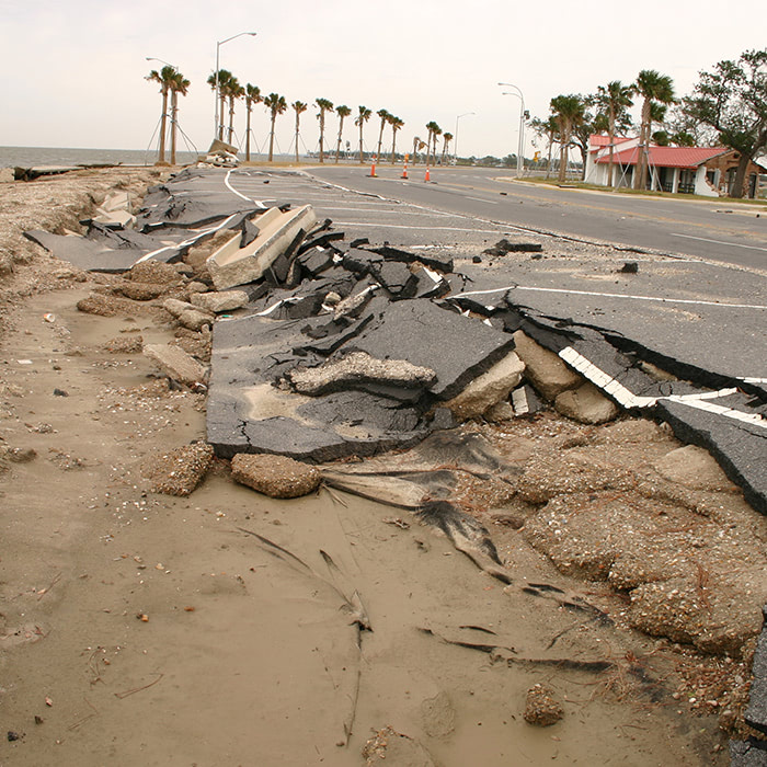 road damage from storm