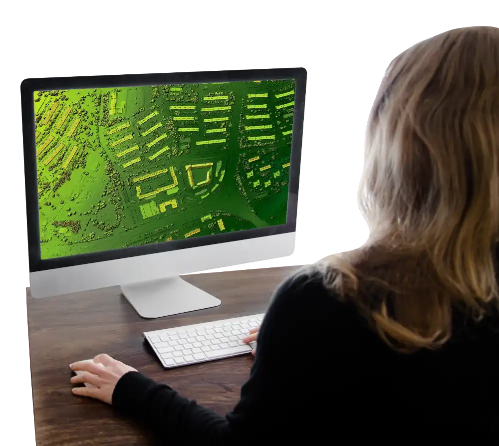Person looking at map on desktop Person looking at map on desktop