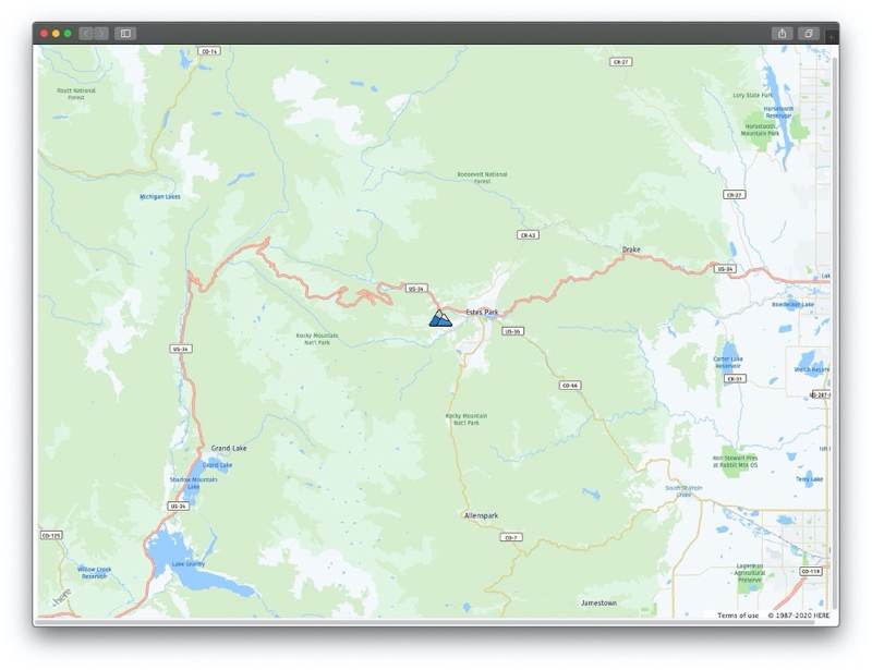 ADCI MAP of Rocky Mountain National Park>
<p>The HERE Maps API for JavaScript gives you a practical and versatile solution for map customization that improves the user experience. <a href=